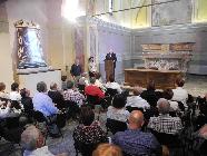 21 maggio 2017. Incontro con gli amici di Saint Claude. Il sindaco di Carema illustra il recupero della ex cappella di San Matteo.